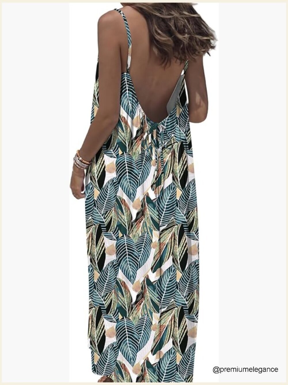 Backless Maxi Sundress Spaghetti Strap Beach Coverup Boho Summer Dress - Picture 1 of 7